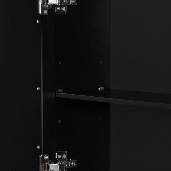 English Elm 36'' Mirror Cabinet with 3 Doors — Wall-Mounted Bathroom Storage Unit, MDF & Pine, Spacious Shelves Black N725P346902B