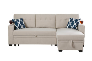 English Elm Convertible Upholstered Sectional Sofa with Pull-out Chaise Sleeper and Storage B2730S00002