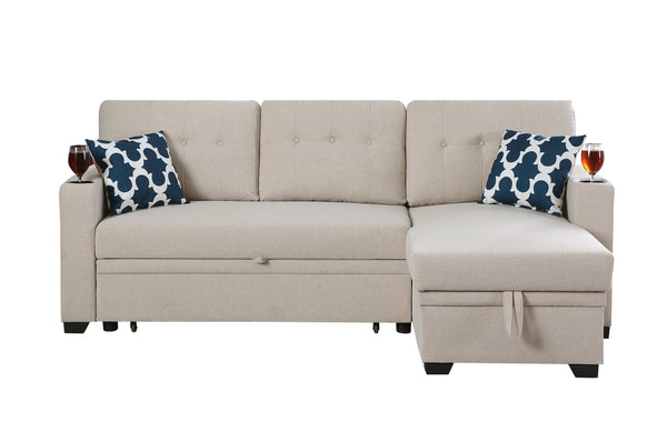 English Elm Convertible Upholstered Sectional Sofa with Pull-out Chaise Sleeper and Storage B2730S00002