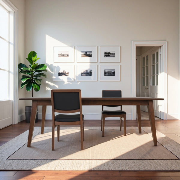 English Elm Cary Walnut Solid Wood Vegan Leather Dining Chairs Mid Century Modern Set of 2 B183P423285