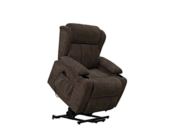 English Elm Lusio Power Lift Recliner with Linen Upholstery Pocket Coil Seat and Cup Holders B2726P469549