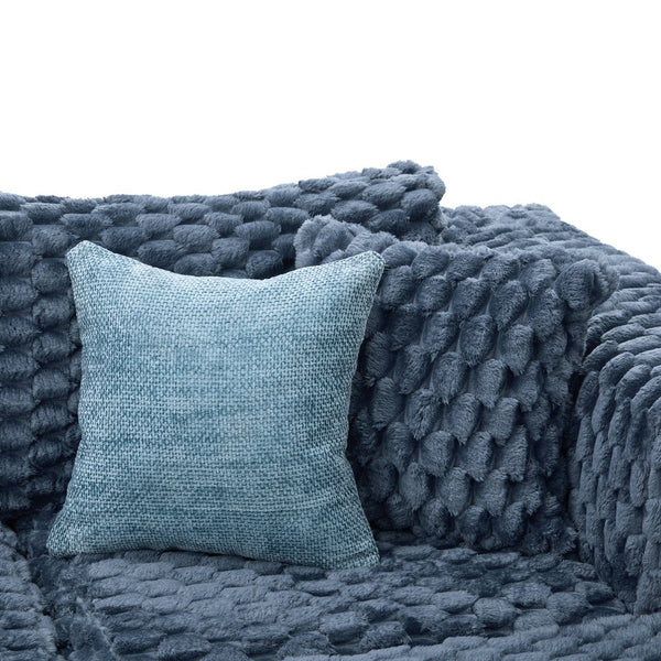 English Elm Swivel Barrel Accent Chair Chenille Tufted Round Club Seat for Living Room Lounge Blue N719S002360C