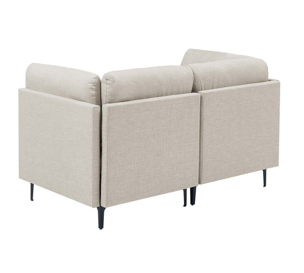 English Elm Linen Modular Sectional Sofa with Black Metal Legs Mid-century Living Room Seating B2748S00094