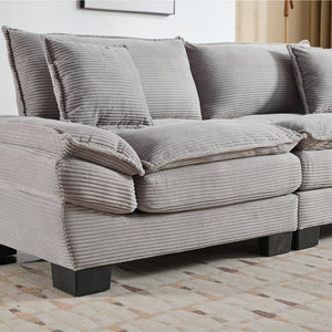 English Elm Corduroy Modern Sofa Sleeper Loveseat with Double-Layer Cushions, Two Pillows, Sturdy Frame 84" LIGHT GREY W676P227345