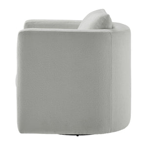 English Elm Sutton Upholstered Linen Swivel Barrel Chair with Pocket Coil Seat, Reversible Cushions & Stain-Resistant Fabric Gray B050P322590