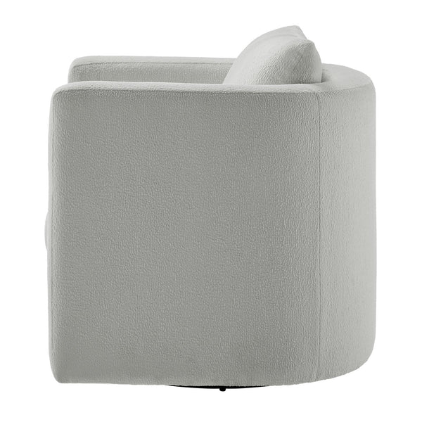 English Elm Sutton Upholstered Linen Swivel Barrel Chair with Pocket Coil Seat, Reversible Cushions & Stain-Resistant Fabric Gray B050P322590