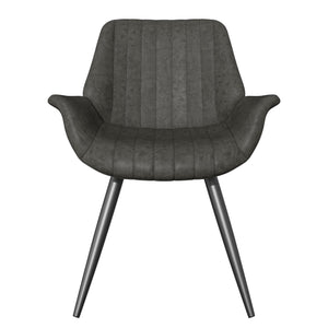 English Elm Dining Chairs Set Of 2 – Stylish Mid-Century Modern Upholstered Faux Leather Side Chairs In Dark Grey T3950P396564