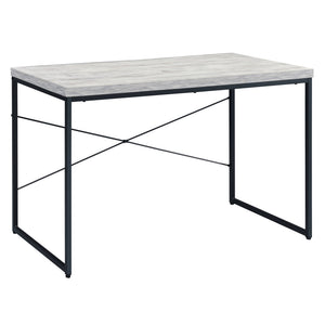 English Elm Antique White And Black Writing Desk: Modern Industrial Charm With Sleek Faux Concrete Finish B062P184539