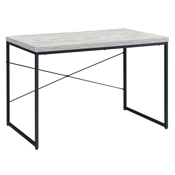 English Elm Antique White And Black Writing Desk: Modern Industrial Charm With Sleek Faux Concrete Finish B062P184539