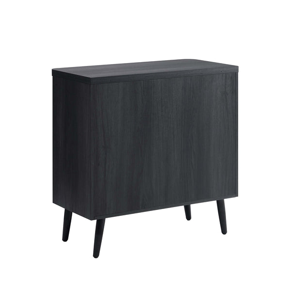 English Elm Jodie Fluted Accent Cabinet 31" — Ribbed Soft-Close Doors, Adjustable Shelves, Splayed Metal Legs Charcoal grey B365P397889