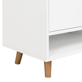 English Elm Sleek and Contemporary Shoe Cabinet With Adjustable Shelves, Minimalist Home Organizer With Solid Wood Legs, Storage Sideboard For Entryway, Living Room, White