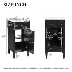 English Elm 16-inch French Style Freestanding Vanity Set with Ceramic Sink and Soft Close Cabinet Black N710P405388B