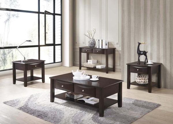 English Elm Espresso Ogumi Veneer 3pc Occasional Table Set - Modern Coffee & End Tables with Drawers, Open Shelf Antique Black,Espresso 28 L x 10 W x 51 H B011S01997
