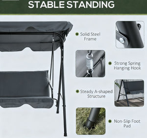 English Elm Outdoor 3 Person Canopy Swing with Steel a Frame Cushioned Seat and Uv Shade T3971P419089