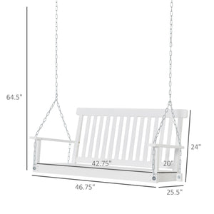 English Elm Hanging Porch Swing Natural Wood Slatted Bench Seat with Adjustable Steel Chains T3971P389166