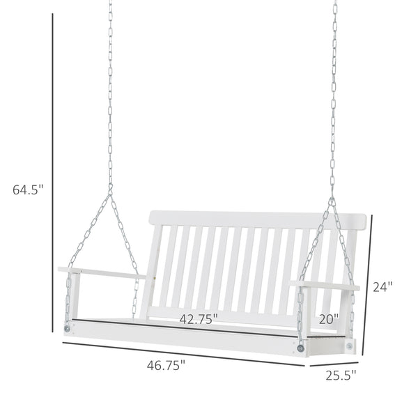 English Elm Hanging Porch Swing Natural Wood Slatted Bench Seat with Adjustable Steel Chains T3971P389166