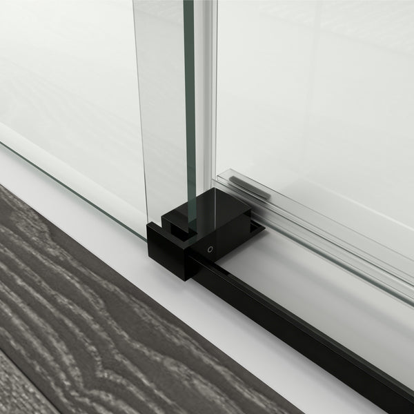 English Elm 56" Frameless Single Sliding Shower Door Tempered Glass Walk-in Bath Enclosure Matte Black W1573P342101