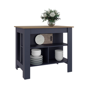 English Elm Cala Kitchen Island with Four Open Shelves Airy Leg Base Meal Prep Organizer B070P391785
