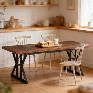 English Elm Woodgrain Walnut Look Bar Height Table with Hexagonal Base for Home Loft Dining T3971P450732
