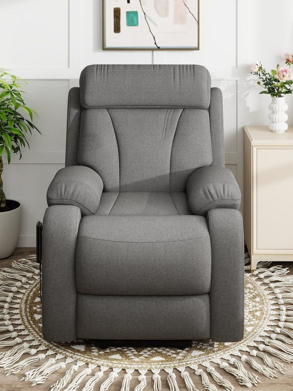 English Elm Power Lift Recliner For Seniors – Compact Electric Chair In Dark Gray Snowflake Velvet, Remote Control W1028S00052-GIGA