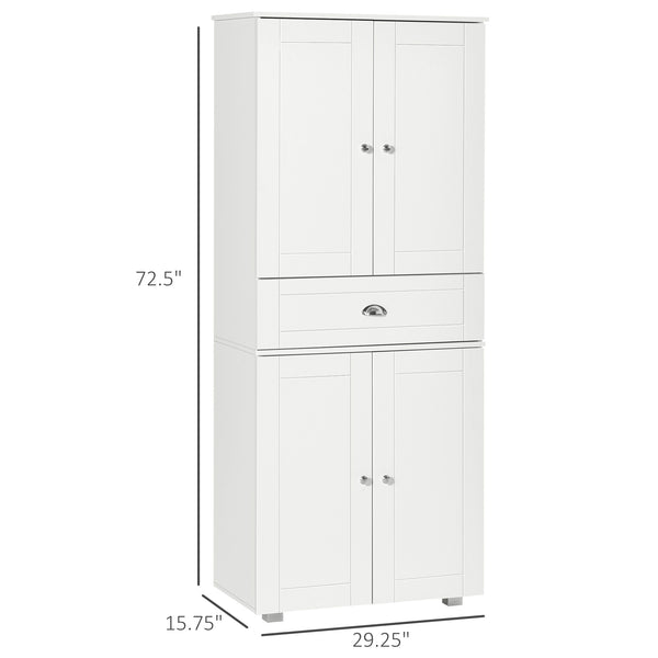 English Elm Homcom 72" Stylish Freestanding Kitchen Pantry Cabinet With Adjustable Shelves & Elegant Design W2225S00063
