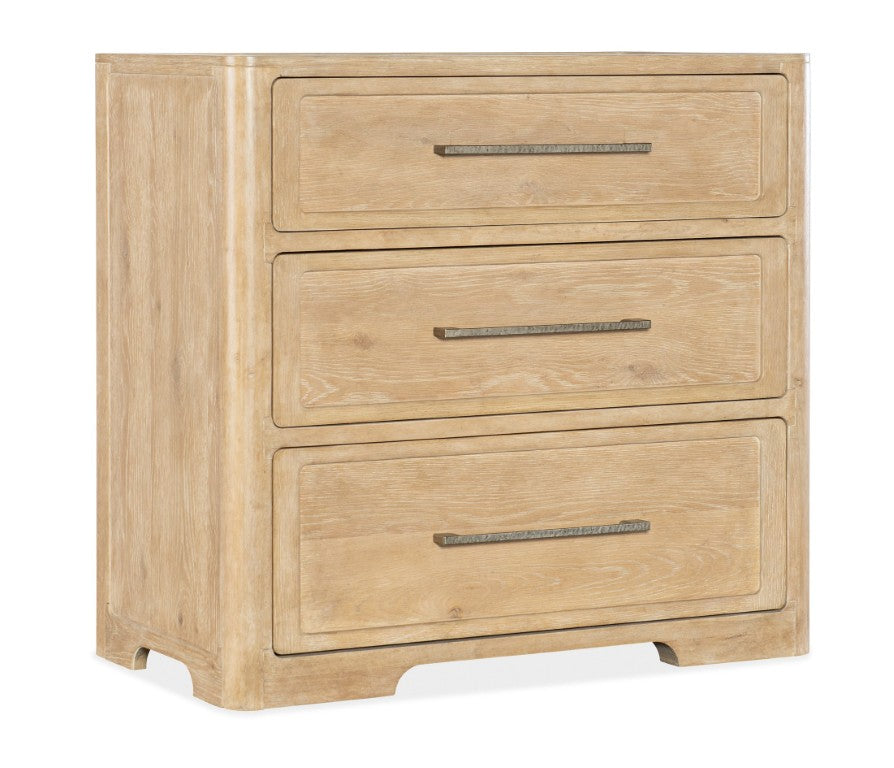 Hooker Furniture Retreat Dune Three-Drawer Nightstand With Oak & Maple Veneer, Self-Closing Drawers, Pewter Pulls 6950-90015-80