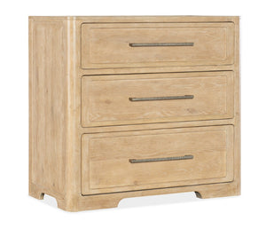Hooker Furniture Retreat Dune Three-Drawer Nightstand With Oak & Maple Veneer, Self-Closing Drawers, Pewter Pulls 6950-90015-80