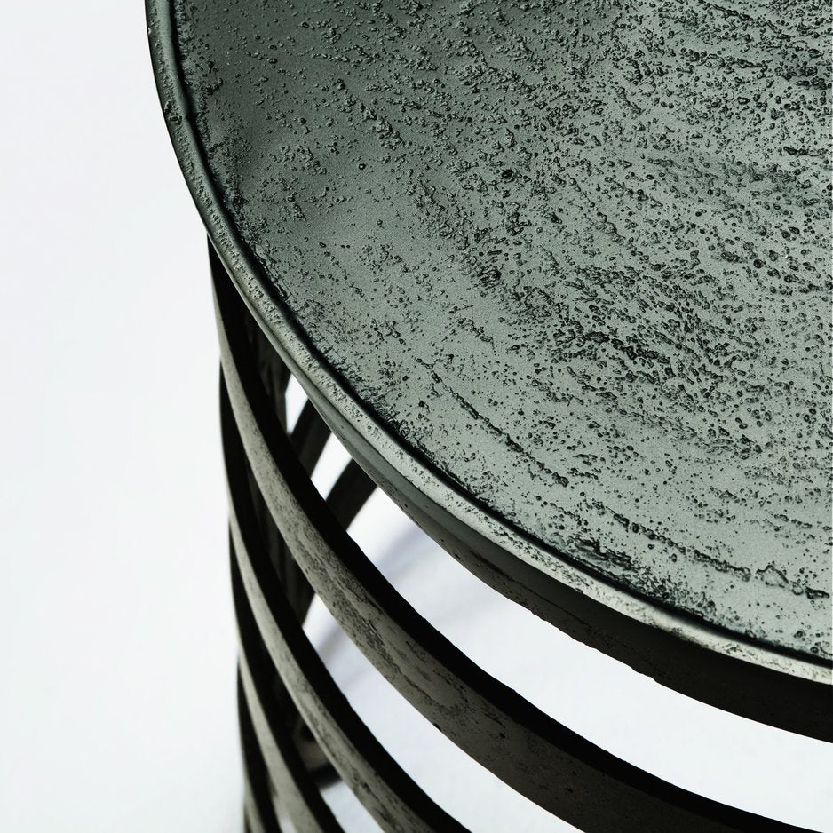 Bernhardt Bernhardt Apsley Sculptural Round Chairside Table — Textured Black Nickel Accent, Compact 16" X16" X20" 375161