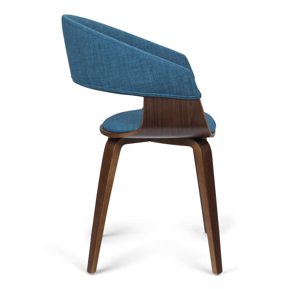 English Elm Lowell Bentwood Dining Chair - Stylish Blue Linen Upholstery, Mid-Century Modern Design & Comfort B136P158836