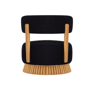 English Elm Modern Boucle Armless Accent Chair Thatched Wood Base Cozy Reading Seat for Any Room Black N760P369286B