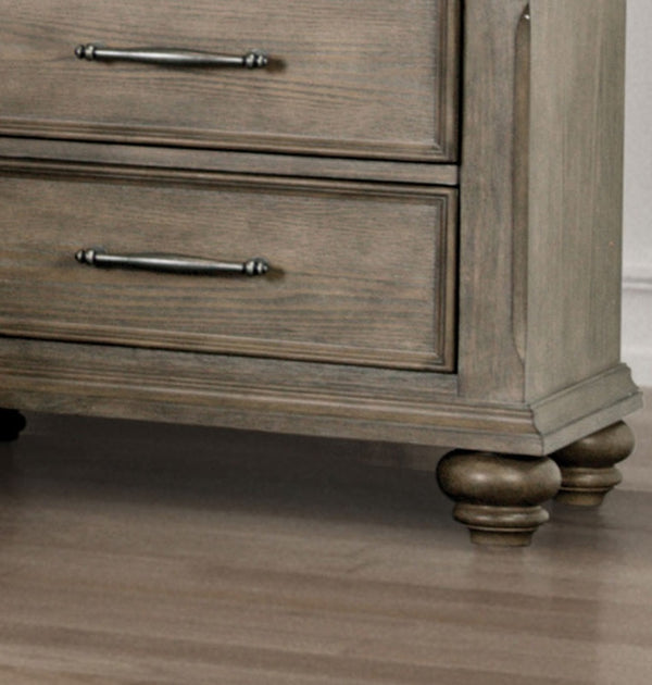 English Elm Transitional 7 Drawer Chest Aged Oak Veneer Bun Feet Ball Bearing Glides Bedroom B2741P372699