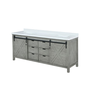 English Elm Ash Grey Double Bath Vanity 84" W With Cultured Marble Countertop, Soft-Close Drawers & Storage Solutions B2731P260176
