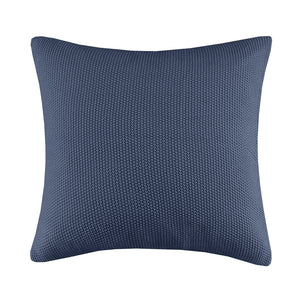 JLA Home INK+IVY - Euro Plush Knit Pillow Cover — Ultra-Soft Acrylic Euro Size with Hidden Zipper, Machine Washable Cozy Texture Indigo II30-1147