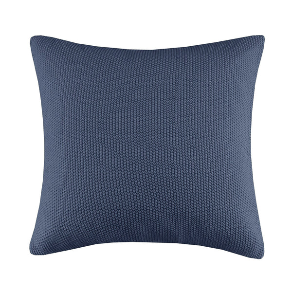 JLA Home INK+IVY - Euro Plush Knit Pillow Cover — Ultra-Soft Acrylic Euro Size with Hidden Zipper, Machine Washable Cozy Texture Indigo II30-1147