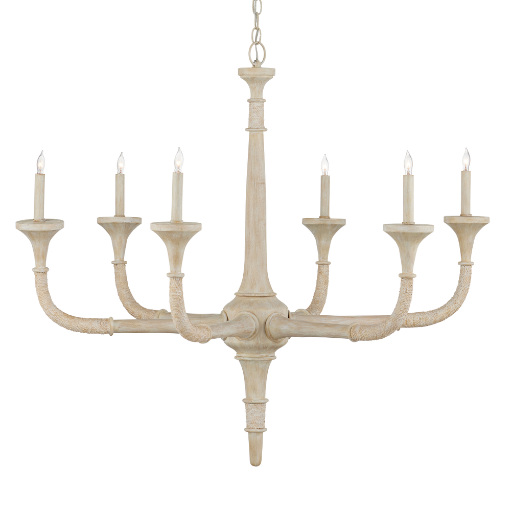 Aleister Chandelier - Coastal Sandstone Finish with Abaca Rope, Wrought Iron, and Adjustable Height