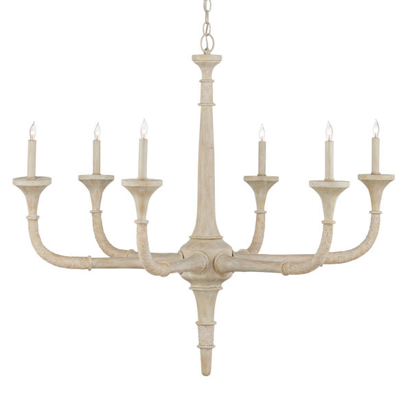 Aleister Chandelier - Coastal Sandstone Finish with Abaca Rope, Wrought Iron, and Adjustable Height
