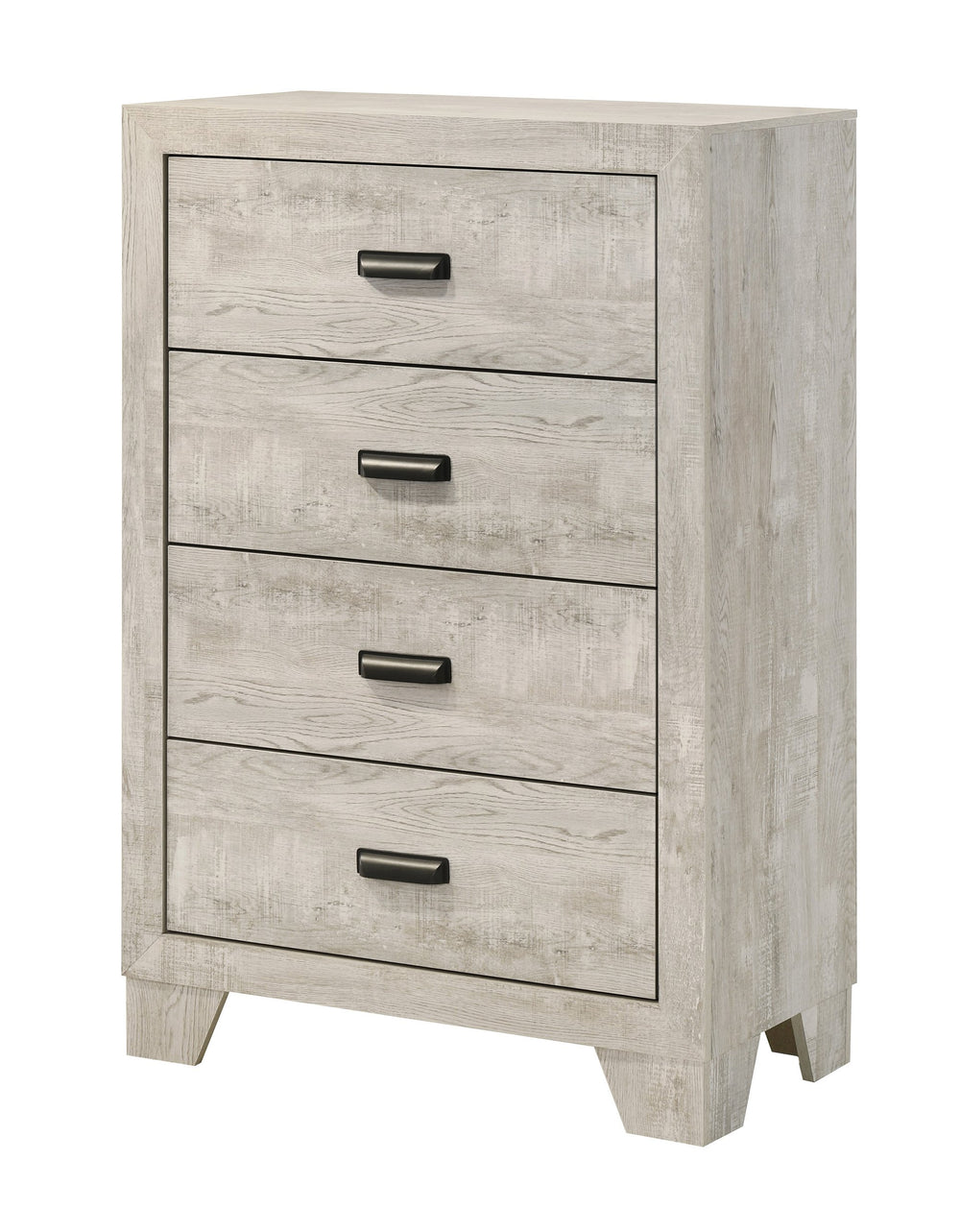 English Elm 1pc Whitewash Solid Wood Four Drawer Tall Chest with Metal Hardware for Bedroom B011P444136