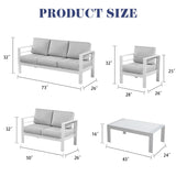 English Elm 5 Pieces Outdoor All-Weather Conversation Set, Sectional Sofa, Aluminum Couch - Light Gray Cushions