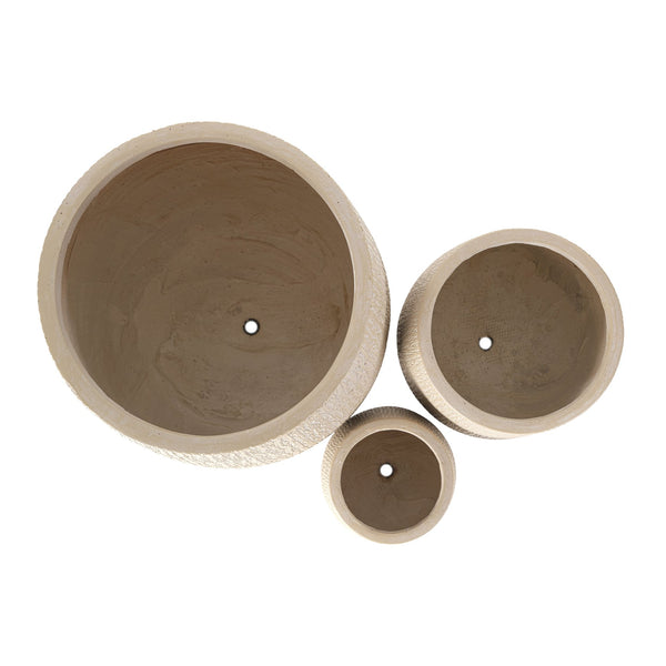 English Elm U_style Egg Shaped Mgo Stone Look Planters Set of 3 Sculptural Pots for Patio Garden N711P406659A