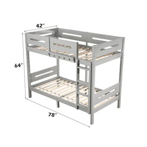 English Elm Edah Gray Twin/Twin Bunk Bed with Removable Ladder, Slat System, Easy Assembly, 330lb Capacity B2726S00332