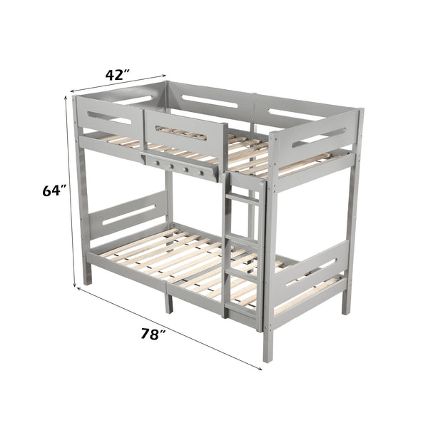 English Elm Edah Gray Twin/Twin Bunk Bed with Removable Ladder, Slat System, Easy Assembly, 330lb Capacity B2726S00332