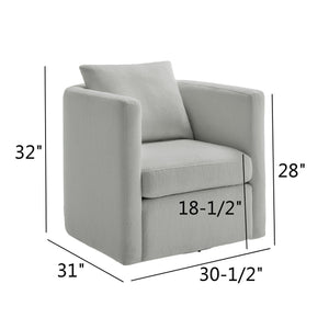 English Elm Sutton Upholstered Linen Swivel Barrel Chair with Pocket Coil Seat, Reversible Cushions & Stain-Resistant Fabric Gray B050P322590