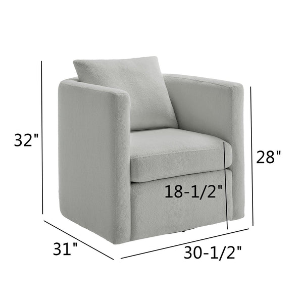 English Elm Sutton Upholstered Linen Swivel Barrel Chair with Pocket Coil Seat, Reversible Cushions & Stain-Resistant Fabric Gray B050P322590
