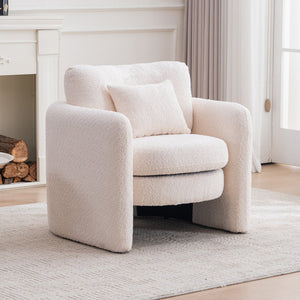 English Elm Rounded Corner Modern Chair Chenille Upholstered Ergonomic Seat Spacious Comfort Durable Style Beige W3206P298323