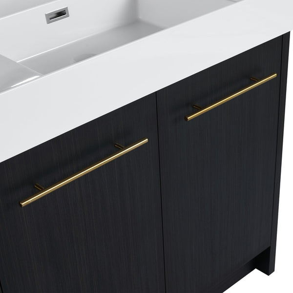 English Elm 36 Inch Freestanding Bathroom Vanity With Resin Sink & Soft-Close Doors – Modern, Durable Design W999S00179