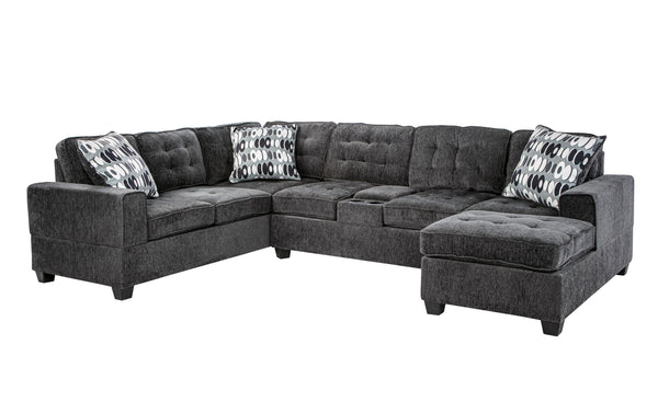 English Elm Oslo Gray Upholstered Sectional Sofa With Cup Holders | Spacious, Modern Comfort For Family Rooms B078S00593