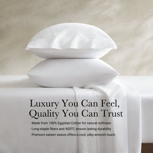 English Elm 4 Piece California King Sateen Sheet Set - Luxurious 100% Egyptian Cotton, Timeless White Elegance B035P381314