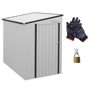 English Elm Outsunny Lean to Galvanized Steel Outdoor Storage Shed with Lockable Door and Air Vents W2225P229424