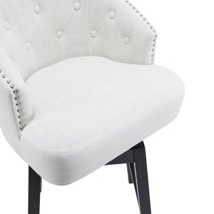 English Elm Christopher Knight Home® - 33.25" Swivel Counter Stools Set of 2 — 360° Upholstered Button-Tufted Armless Bar Stools, Black-Beige N780P185530B