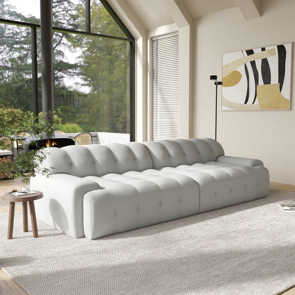 English Elm Bubble Modern Armless Sectional Sofa - 3D-Knitted Loveseat With Plush Comfort & Stylish Design B341S00010